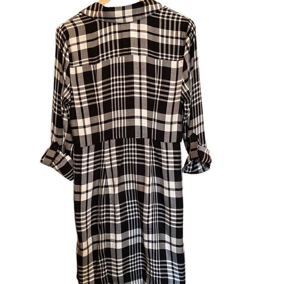INC International Concepts Plaid Twist-front Button Down Shirt Dress Size Medium - Picture 6 of 8